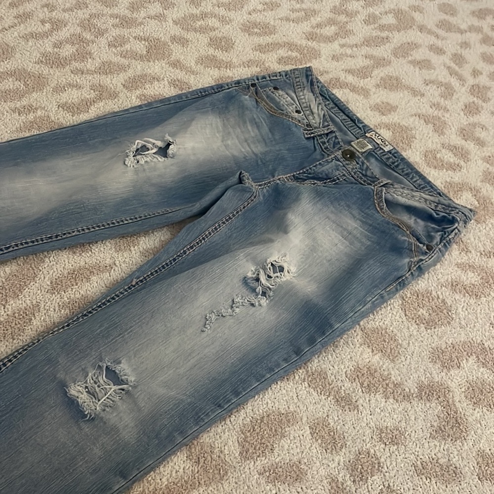 Vintage Patchwork Distressed Jeans - image 1